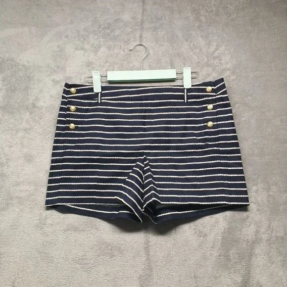 🍑CYNTHIA ROWLEY Women Casual Walking Shorts Striped Cotton Size 8(W34) - Picture 2 of 12